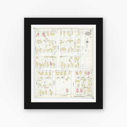 Old map wall art mockup — black gallery frame with white mat — Sanborn Fire Insurance Map from Delphos, Van Wert And Allen Counties, Ohio (1911), Sheet #0007