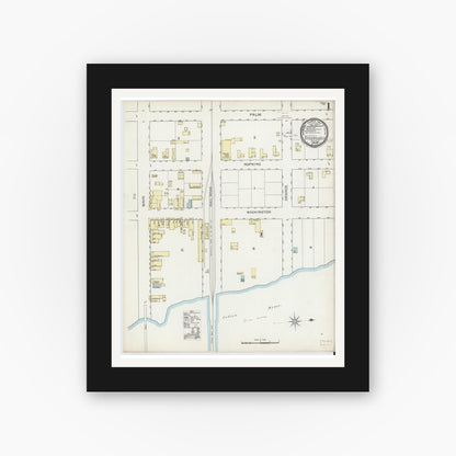 Old map wall art mockup — black gallery frame with white mat — Sanborn Fire Insurance Map from Titusville, Brevard County, Florida (1893) - Complete Map Set