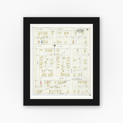 Old map wall art mockup — black gallery frame with white mat — Sanborn Fire Insurance Map from Benton Harbor, Berrien County, Michigan (1911), Sheet #0009