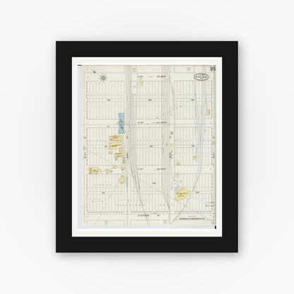 Old map wall art mockup — black gallery frame with white mat — Sanborn Fire Insurance Map from Ashland, Ashland County, Wisconsin (1895), Sheet #0016