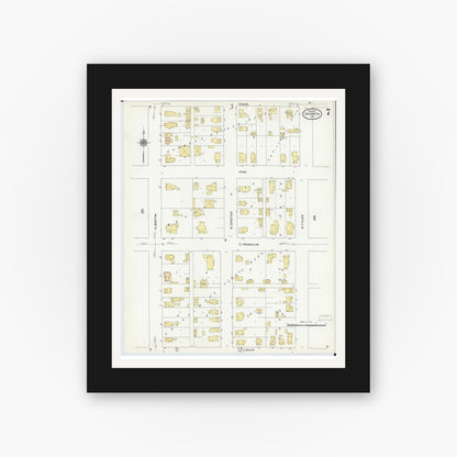 Old map wall art mockup — black gallery frame with white mat — Sanborn Fire Insurance Map from Sparta, Monroe County, Wisconsin (1911), Sheet #0007