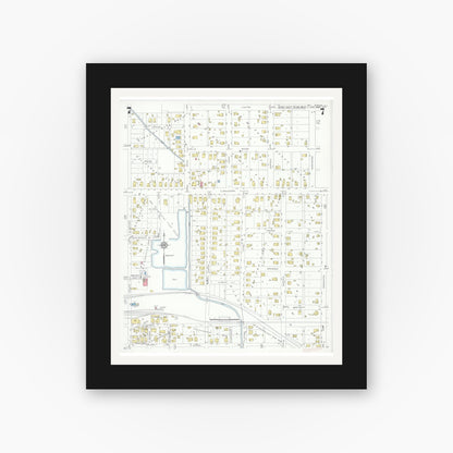 Old map wall art mockup — black gallery frame with white mat — Sanborn Fire Insurance Map from Marion, Williamson County, Illinois (1937), Sheet #0007
