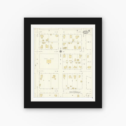 Old map wall art mockup — black gallery frame with white mat — Sanborn Fire Insurance Map from Luling, Caldwell County, Texas (1912), Sheet #0006