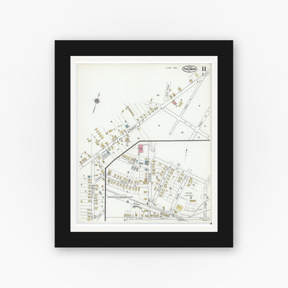 Old map wall art mockup — black gallery frame with white mat — Sanborn Fire Insurance Map from Paulsboro, Gloucester County, New Jersey (1920), Sheet #0011