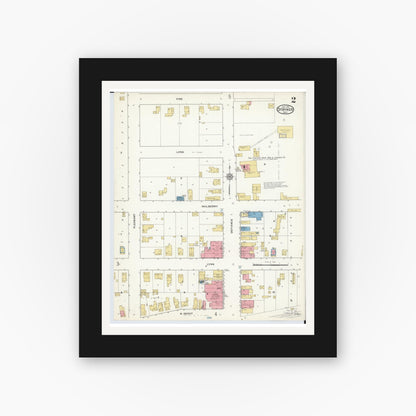 Old map wall art mockup — black gallery frame with white mat — Sanborn Fire Insurance Map from Stryker, Williams County, Ohio (1916), Sheet #0002