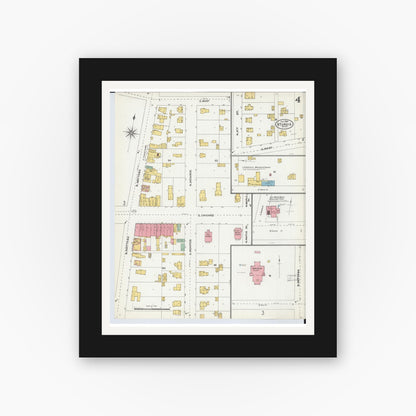 Old map wall art mockup — black gallery frame with white mat — Sanborn Fire Insurance Map from Sturgis, Saint Joseph County, Michigan (1904), Sheet #0004