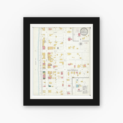 Old map wall art mockup — black gallery frame with white mat — Sanborn Fire Insurance Map from Port Byron, Rock Island County, Illinois (1906), Sheet #0001