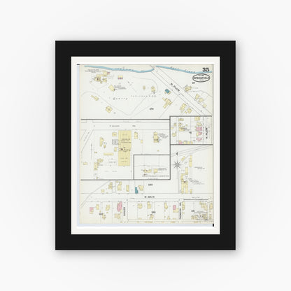Old map wall art mockup — black gallery frame with white mat — Sanborn Fire Insurance Map from Springfield, Clark County, Ohio (1891), Sheet #0035