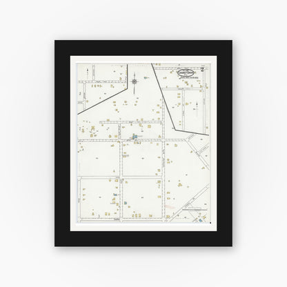 Old map wall art mockup — black gallery frame with white mat — Sanborn Fire Insurance Map from Coconut Grove, Dade County, Florida (1920), Sheet #0002