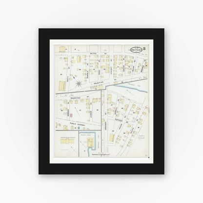 Old map wall art mockup — black gallery frame with white mat — Sanborn Fire Insurance Map from Chautauqua, Chautauqua County, New York (1891), Sheet #0003