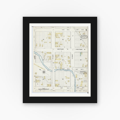 Old map wall art mockup — black gallery frame with white mat — Sanborn Fire Insurance Map from Ashland, Ashland County, Wisconsin (1890), Sheet #0005