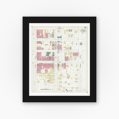 Old map wall art mockup — black gallery frame with white mat — Sanborn Fire Insurance Map from Canton, Fulton County, Illinois (1902), Sheet #0003