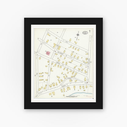 Old map wall art mockup — black gallery frame with white mat — Sanborn Fire Insurance Map from Athol, Worcester County, Massachusetts (1917), Sheet #0007