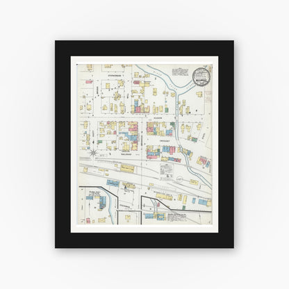 Old map wall art mockup — black gallery frame with white mat — Sanborn Fire Insurance Map from Mazomanie, Dane County, Wisconsin (1899), Sheet #0001