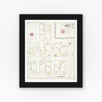 Old map wall art mockup — black gallery frame with white mat — Sanborn Fire Insurance Map from Montgomery City, Montgomery County, Missouri (1917), Sheet #0002