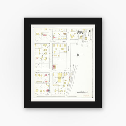 Old map wall art mockup — black gallery frame with white mat — Sanborn Fire Insurance Map from Anamosa, Jones County, Iowa (1917), Sheet #0003