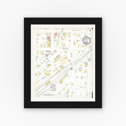 Old map wall art mockup — black gallery frame with white mat — Sanborn Fire Insurance Map from Altona, Knox County, Illinois (1901) - Complete Map Set