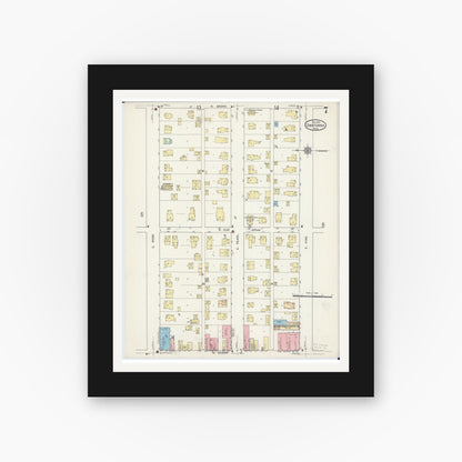 Old map wall art mockup — black gallery frame with white mat — Sanborn Fire Insurance Map from Owatonna, Steele County, Minnesota (1915), Sheet #0007