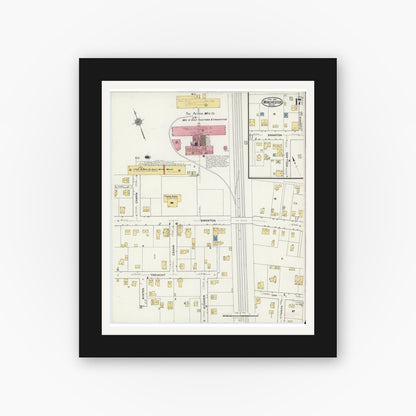 Old map wall art mockup — black gallery frame with white mat — Sanborn Fire Insurance Map from Winchester, Middlesex County, Massachusetts (1921), Sheet #0017