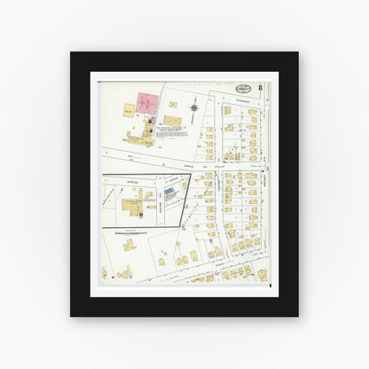 Old map wall art mockup — black gallery frame with white mat — Sanborn Fire Insurance Map from Conneaut, Ashtabula County, Ohio (1919), Sheet #0008