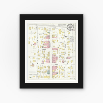 Old map wall art mockup — black gallery frame with white mat — Sanborn Fire Insurance Map from Converse, Miami County, Indiana (1909), Sheet #0001