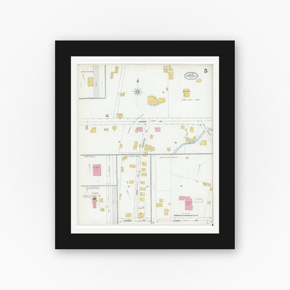 Old map wall art mockup — black gallery frame with white mat — Sanborn Fire Insurance Map from Cornwall, Orange County, New York (1905), Sheet #0005