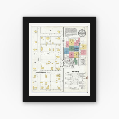 Old map wall art mockup — black gallery frame with white mat — Sanborn Fire Insurance Map from Whitewright, Grayson County, Texas (1920), Sheet #0001