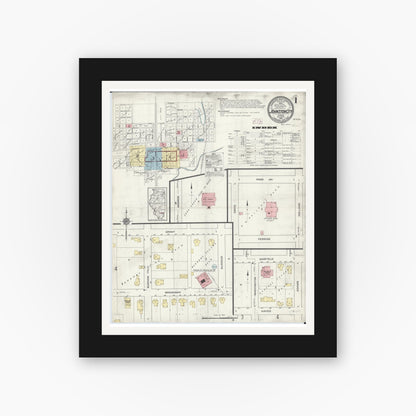 Old map wall art mockup — black gallery frame with white mat — Sanborn Fire Insurance Map from Johnston City, Williamson County, Illinois (1914) - Complete Map Set