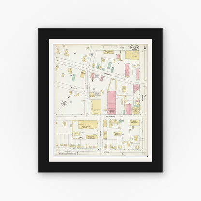 Old map wall art mockup — black gallery frame with white mat — Sanborn Fire Insurance Map from Wilson, Wilson County, North Carolina (1897), Sheet #0002