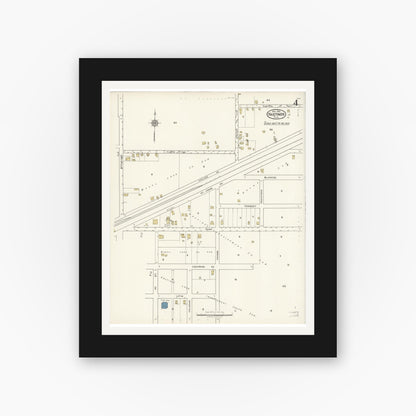 Old map wall art mockup — black gallery frame with white mat — Sanborn Fire Insurance Map from Hastings, St. Johns County, Florida (1921), Sheet #0004