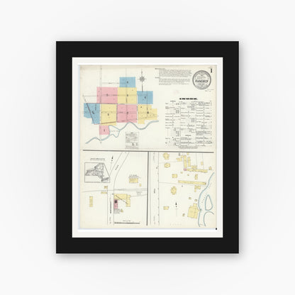 Old map wall art mockup — black gallery frame with white mat — Sanborn Fire Insurance Map from Rhinebeck, Dutchess County, New York (1912) - Complete Map Set