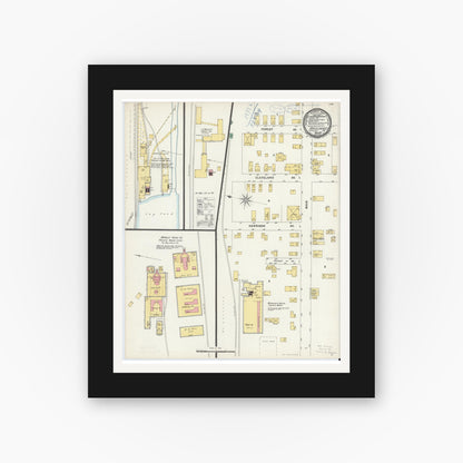Old map wall art mockup — black gallery frame with white mat — Sanborn Fire Insurance Map from Hazelhurst, McKean County, Pennsylvania (1898), Sheet #0001