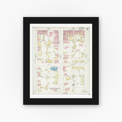 Old map wall art mockup — black gallery frame with white mat — Sanborn Fire Insurance Map from Hillsboro, Highland County, Ohio (1898), Sheet #0003