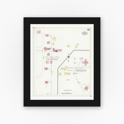 Old map wall art mockup — black gallery frame with white mat — Sanborn Fire Insurance Map from Sparta, Monroe County, Wisconsin (1911), Sheet #0013