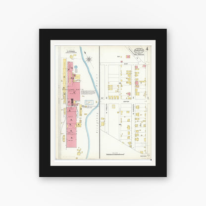 Old map wall art mockup — black gallery frame with white mat — Sanborn Fire Insurance Map from Tarentum, Allegheny County, Pennsylvania (1909), Sheet #0004