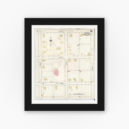 Old map wall art mockup — black gallery frame with white mat — Sanborn Fire Insurance Map from Pilot Point, Denton County, Texas (1940), Sheet #0010