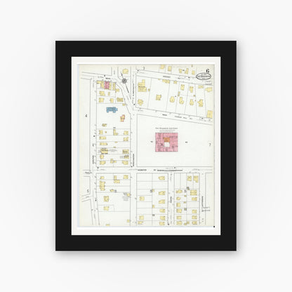 Old map wall art mockup — black gallery frame with white mat — Sanborn Fire Insurance Map from Port Washington, Nassau County, New York (1919), Sheet #0006