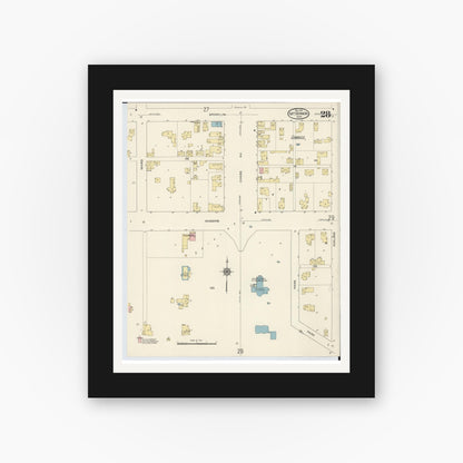 Old map wall art mockup — black gallery frame with white mat — Sanborn Fire Insurance Map from Mount Vernon, Knox County, Ohio (1913), Sheet #0028
