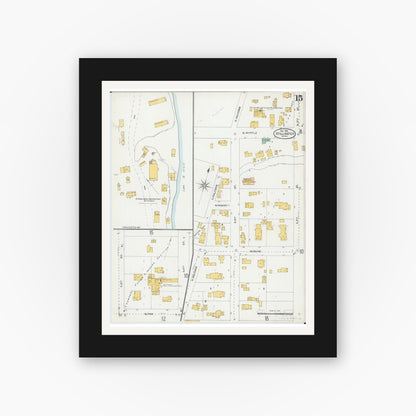 Old map wall art mockup — black gallery frame with white mat — Sanborn Fire Insurance Map from Stillwater, Washington County, Minnesota (1904), Sheet #0015