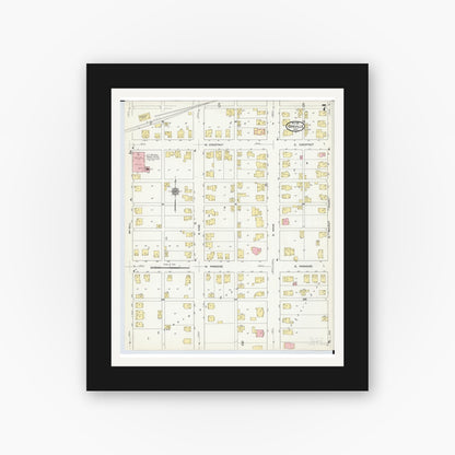 Old map wall art mockup — black gallery frame with white mat — Sanborn Fire Insurance Map from Orrville, Wayne County, Ohio (1911), Sheet #0007