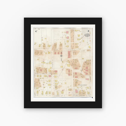 Old map wall art mockup — black gallery frame with white mat — Sanborn Fire Insurance Map from Jackson, Cape Girardeau County, Missouri (1941), Sheet #0004