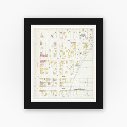 Old map wall art mockup — black gallery frame with white mat — Sanborn Fire Insurance Map from Carver, Carver County, Minnesota (1900), Sheet #0002