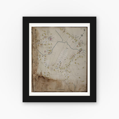 Old map wall art mockup — black gallery frame with white mat — Sanborn Fire Insurance Map from Cohasset, Norfolk County, Massachusetts (1963), Sheet #0005