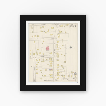 Old map wall art mockup — black gallery frame with white mat — Sanborn Fire Insurance Map from Sodus, Wayne County, New York (1915), Sheet #0004