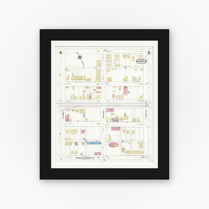 Old map wall art mockup — black gallery frame with white mat — Sanborn Fire Insurance Map from Coraopolis, Allegheny County, Pennsylvania (1924), Sheet #0006