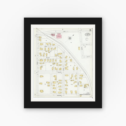 Old map wall art mockup — black gallery frame with white mat — Sanborn Fire Insurance Map from Clinton, Worcester County, Massachusetts (1899), Sheet #0005