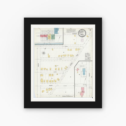 Old map wall art mockup — black gallery frame with white mat — Sanborn Fire Insurance Map from Beaver, Beaver County, Pennsylvania (1901), Sheet #0001