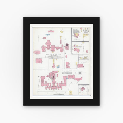 Old map wall art mockup — black gallery frame with white mat — Sanborn Fire Insurance Map from Fulton, Callaway County, Missouri (1902), Sheet #0006