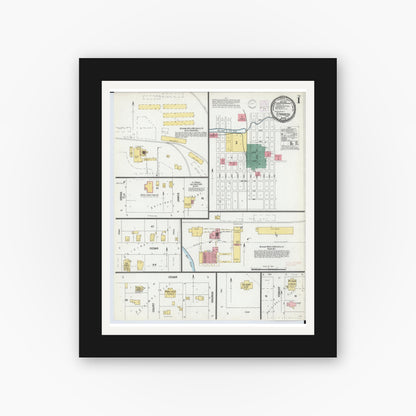 Old map wall art mockup — black gallery frame with white mat — Sanborn Fire Insurance Map from Standish, Arenac County, Michigan (1901), Sheet #0001