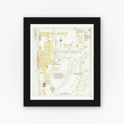 Old map wall art mockup — black gallery frame with white mat — Sanborn Fire Insurance Map from Wilcox, Elk County, Pennsylvania (1910), Sheet #0004